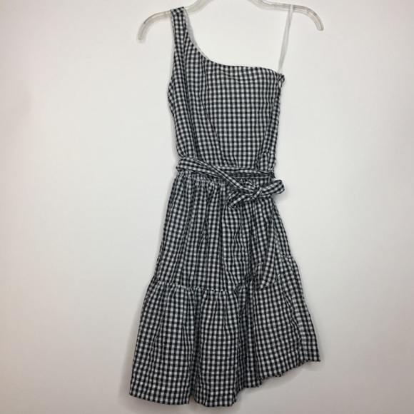 Vineyard Vines Gingham One Shoulder Dress 00 - Picture 7 of 11
